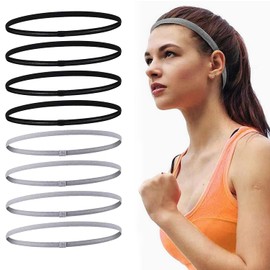 Doyime Headband Sweatband, Set of 8, Hair Clip, Facial Cleaning, Exercise, Antibacterial, Odor Resistant, Moisture Wicking, Non-slip, Lightweight, Elastic, Slim Sports Sweatband, Unisex