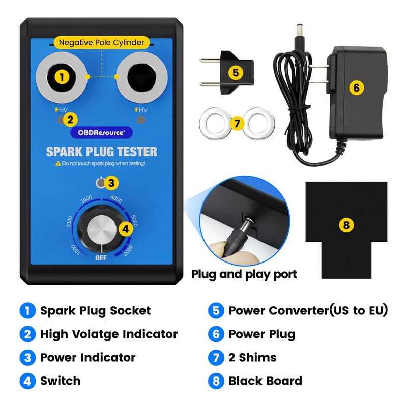 OBDResource Automotive Spark Plug Tester Engine Ignition Spark Plugs Tester