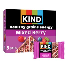 KIND Healthy Grains Energy Bars, Mixed Berry, 19g Whole Grains, Made with Super Grains, Gluten Free Snacks, 5 Ct, 7.1oz