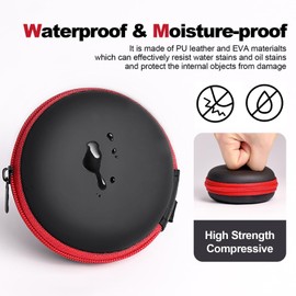 Travel Essentials Organizer Kit – Waterproof Cord Organizer & Round Earbud Case Travel Bag for Chargers, Headphones & Tech Accessories, Red