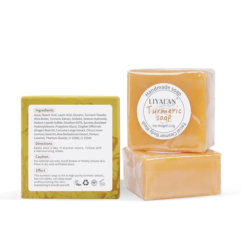 LIYALAN Turmeric Soap Bar 3.88 oz X 2Bars for Face