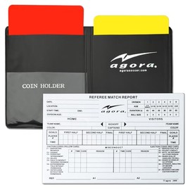 AGORA Soccer Referee Red and Yellow Card Set with Card Wallet and 50-Sheet Match Report Pad