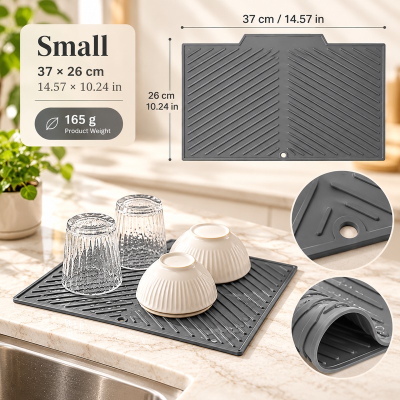 Silicone Dish Drying Mat for Kitchen Countertops – Non-Slip, Multi-Purpose
