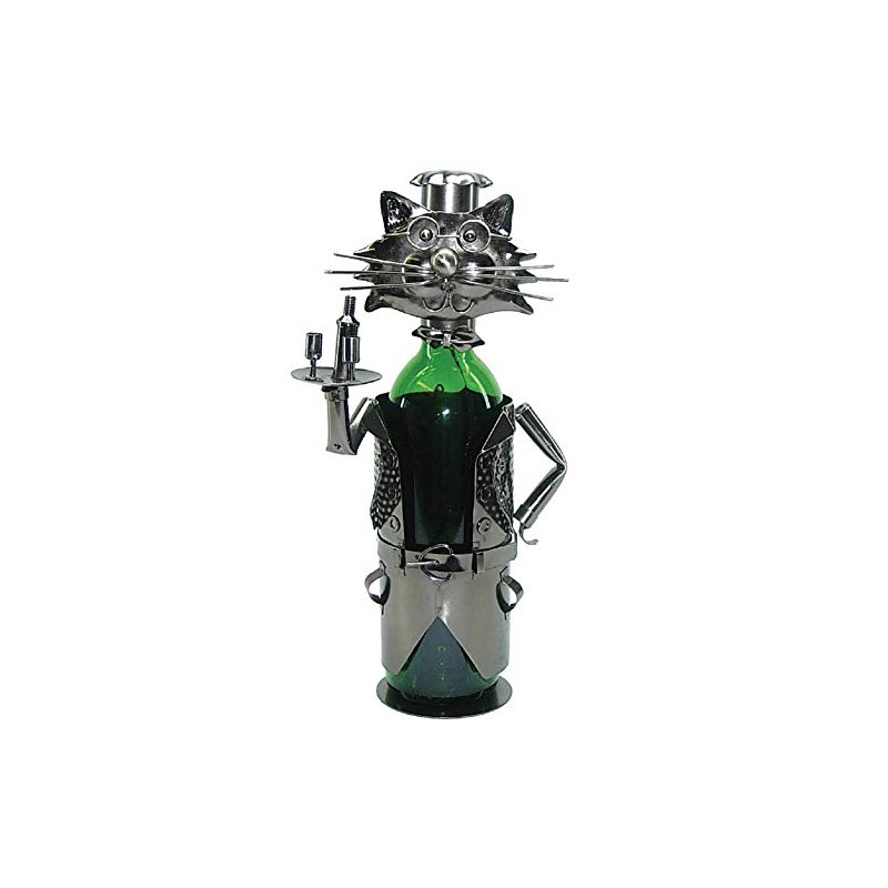 Cat Waiter Metal Wine Bottle Holder Caddy