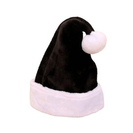 LKQBBSZ Santa Hats with White Cuffs Adult Christmas Hats Short Plush Christmas Costume Hats for Holidays Xmas Party Supplies (Black)