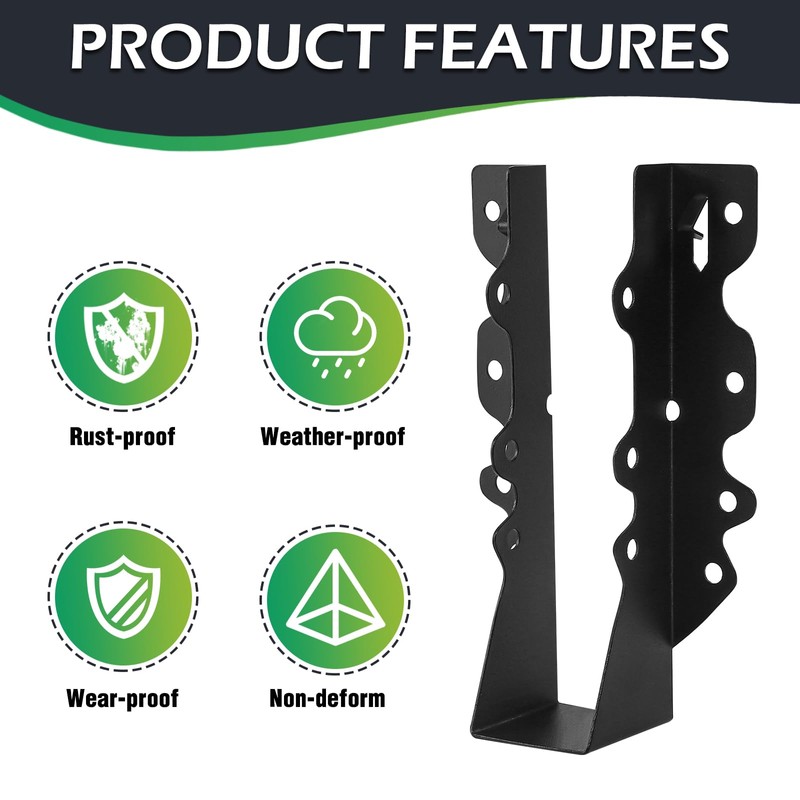 24PCS 2x8 Joist Hanger,Hurricane Ties,Black Powder Coating Joist Brackets for