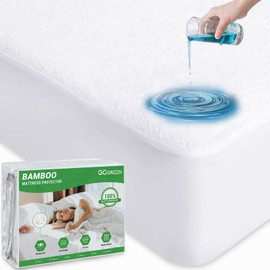 Gogreen Bamboo Rayon Waterproof Mattress Protector, Stretchable King Fit up to 16", Soft King Size Mattress Cover Protector Warm Mattress Protector, Breathable Bed Cover White
