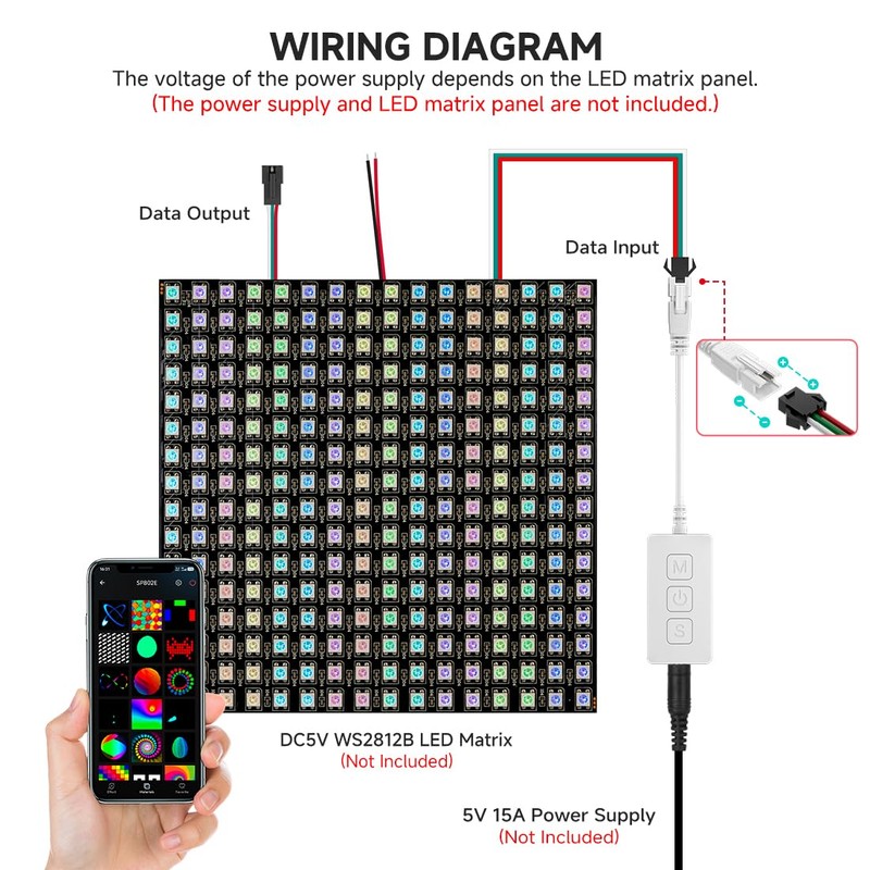 BTF-LIGHTING SP802E WiFi Bluetooth SPI RGB LED Matrix Controller -