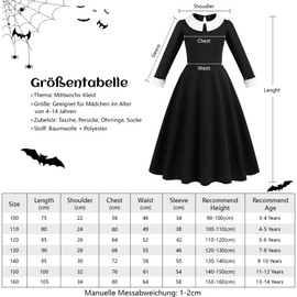 bluaqua Wendsday Costume Girls Children, Wednesday Costume Children, Wednesday Dress Girls Wednesday Costume Cosplay Party Dress for Girls from 4-14 Years