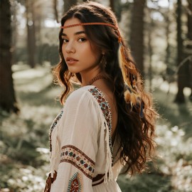 DOCILA Boho Feather Headband Women Brown Gypsy Indian Headdress Hippie Hair Accessories Tassel Festival Native Prince Costume