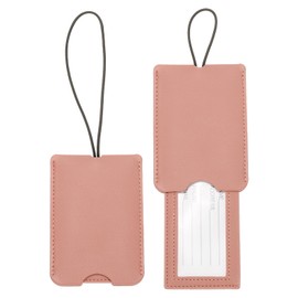 sourcing map 2 Pcs Suitcase Tags, Pink Leather Luggage Name Tags Travel Accessories Airplane Travel Essentials for Flying Hotel Check in Luggage Bags Men Women, 4.33 x 2.95 x 0.2