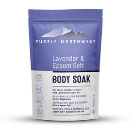 3 Pounds-Calming Lavender & MSM Foot & Body Soak with Epsom Salt-Relaxes Sore Muscles-Soothing Soak for a Good Night Sleep. Softens Dry Cracked Callused Skin-Made by Purely Northwest