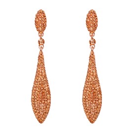 EVER FAITH Champagne Color Earrings for Women Wedding Party Sparkly Rhinestone Crystal Teardrop Dangle Earrings for Brides Bridal