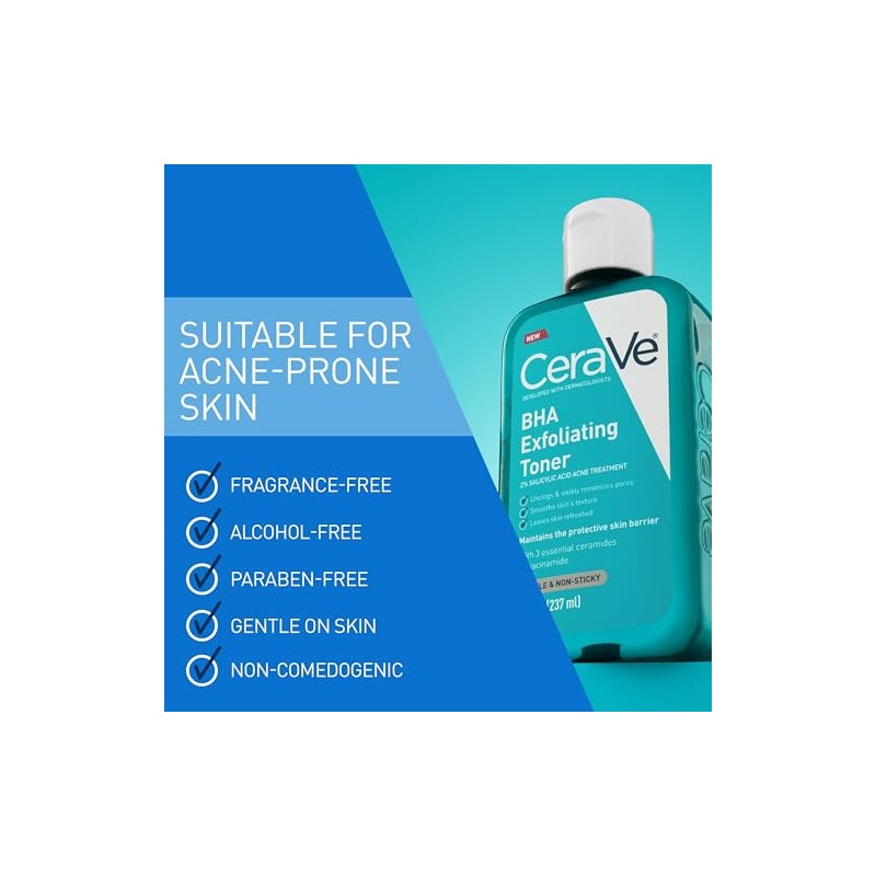 CeraVe 2% BHA Exfoliating Facial Toner (8oz) - Salicylic Acid
