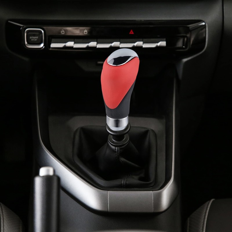 Padaodao Red Gear Shift Knob Leather Shifter Lever Stick Handle