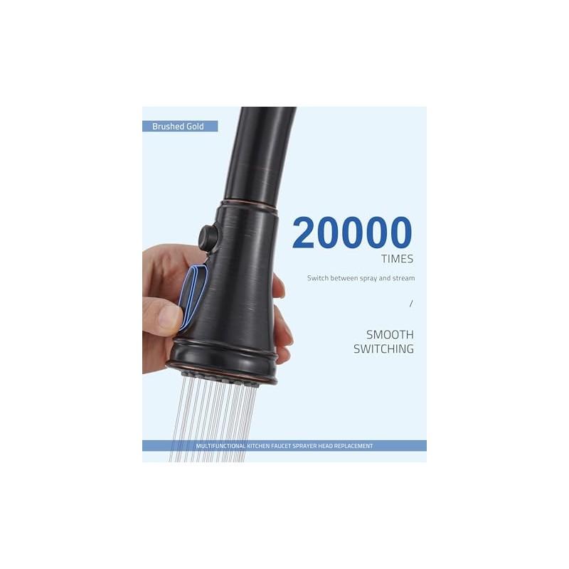 Kitchen Faucet Replacement Spray Head - with 15 Adapters, Pull