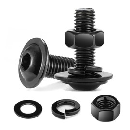 10Pcs M5 x 16mm Bolt Flanged Button Head Socket Cap Bolt Screws, Black Oxide 304 Stainless Steel Nuts and Bolts, Allen Screws, Flat & Lock Washers, Nuts and Bolts Assortment Kit by Wavanta