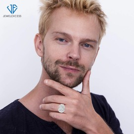 JEWELEXCESS Mens Rings Eagle Rings for Men Silver – Genuine .925 Sterling Silver Dad Rings for Men with White Diamond Accents – Handsome, Durably Crafted Dads Ring Gifts for Men and Gifts for Dad