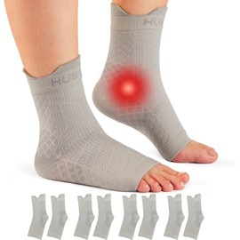 HUEGLO 4 Pairs Ankle Brace Orthopaedic Compression Socks Neuropathy Ankle Brace Arthritis Achilles Tendon Bandage Plantar Fasciitis Foot Bandage Ankle Sports Plantar Fasciitis Socks, gray