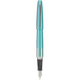 Pilot MR Retro Pop Collection Pluma Estilográfica Punta Mediana, Azul (Metallic Light Blue/Dots Ring), 0.35 mm