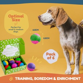 Pets & Play Squeaky Dog Ball 6 Pack | Upgraded Durable Dog Ball | Strong Sturdy Dog Toys | Rubber Dog Ball for Training, Boredom | Chewy Dog Ball Multipack | Enrichment | Small & Medium Dogs | UK