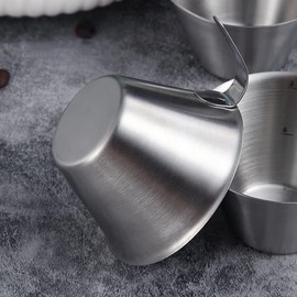 Lobamop 2er-Pack 90 Ml Espresso-Messbecher Edelstahl-Ausgießbecher mit für Kaffee-Espresso