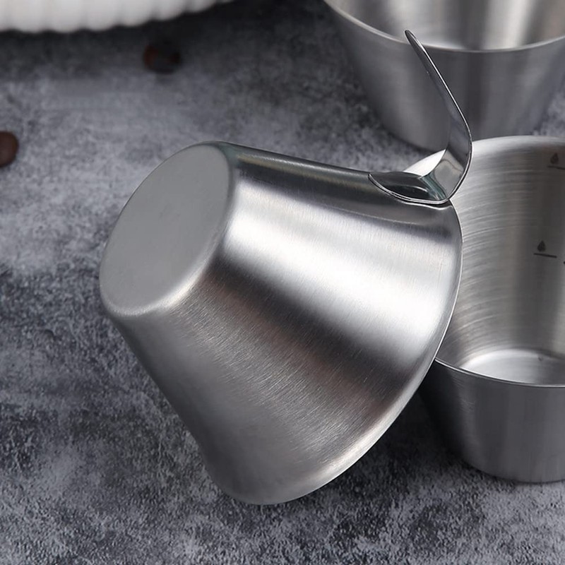 Lobamop 2er-Pack 90 Ml Espresso-Messbecher Edelstahl-Ausgießbecher mit für Kaffee-Espresso