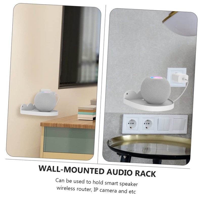OSALADI Smart Speaker Shelf for Mini Wall-Mounted Audio Rack White