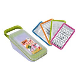 Contiup 4 in 1 Vegetable Grater Set with Container Multifunctional Shredder Slicer Graters Fruits Graters for Kitchen Plastic Box Graters(Green)
