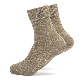 Zoruam Men's Costume Stockings with Edelweiss Pin, Brown Beige Costume Socks for Men, Accessories for Oktoberfest Men's Outfit, Costume Shoes