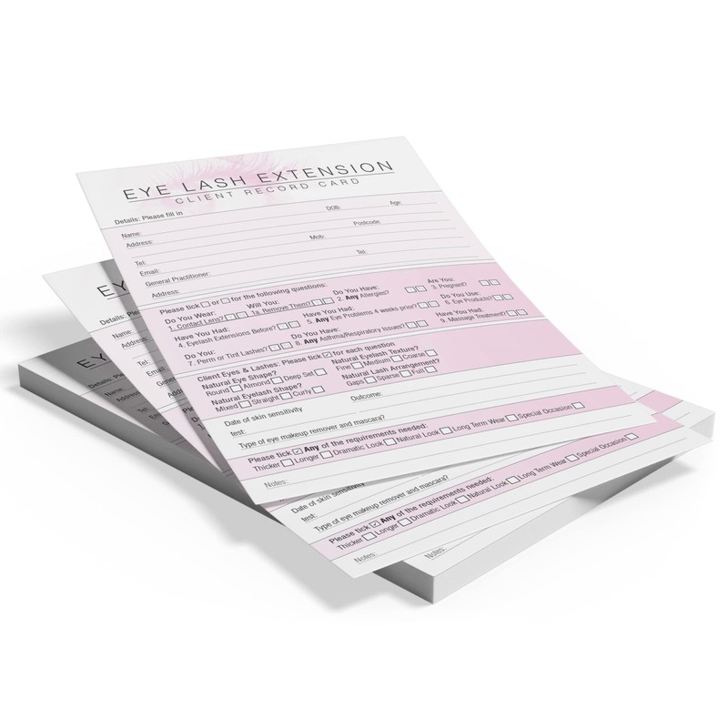 Eyelash Extension Client Record Card - Treatment Consultation Form for