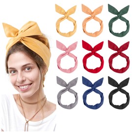 ANNASAMDO Pack of 9 Women's Headbands, Vintage Bow Flexible Metal Wire, Bendable Headband, Hair Band with Bow, Retro Hair Accessories, Headband Hair Accessories for Women Girls (9 Colours)