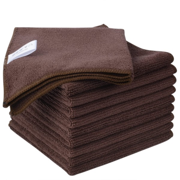 KinHwa Microfibre Household Towels, Super Absorbent Tea Towels, Multi-Purpose, 30 x 30 cm, brown, 10
