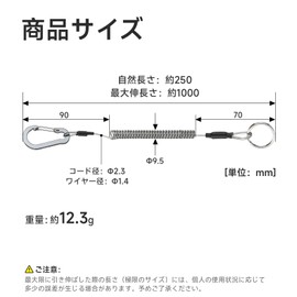 SANLIKE Wire Spring Cord Strap for Fishing, Wire Rope, Stretchable, Carabiner, Ring, Coil Strap, Prevents Falling, Theft, Loss, Multi-Purpose, te Rope (Daily, 6.6 lbs (3 kg) Support, 39.4 - 2 PCS)