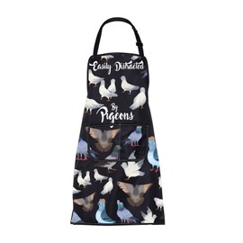 Pigeon Apron Pigeon Lover Gifts Pigeon Bird Gift Bird Owner Gift Easily Distracted By Pigeons Bird Watching Apron with Pocke
