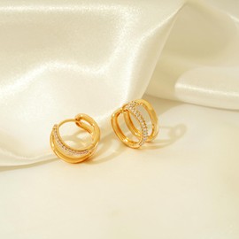 Jenosy Earrings Gold Women's Bow Earrings Women's Delicate Bow Earrings Hoop Earrings Girls Fashionable Lightweight Cartilage Huggie Hypoallergenic Earrings 18K Gold-Plated Fashion Jewellery for Women