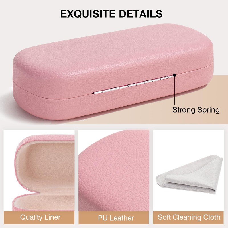 Marvolia Glasses Case Hard Shell Large Eyeglasses Case PU Leather
