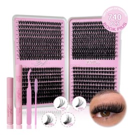 740pcs Kit De Extensiones De Pestañas Diy Lash Book 9-18mm