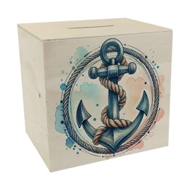 Anchor with Rope Money Box Wooden Ship Nautical Marine Sailing Maritime Money Box Made of Wood Anchor Rope for Friends of the Sea