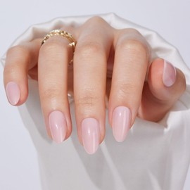 Findigit Press On Nails Short Almond - Pink Press on Nails Soft Gel Stick On Nail with Nail Glue, Fit Natural Reusable Glue On Nails | 16 Sizes - 32 Nail Kits Almond Grace