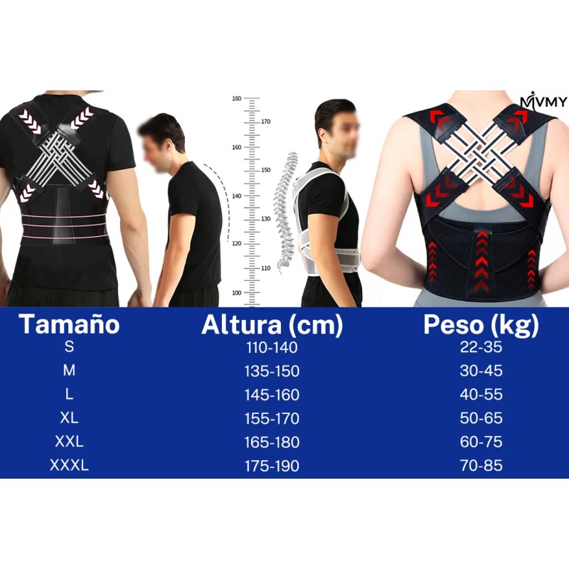 Chaleco Corrector De Postura Ortopédico Lumbar Unisex M Mvmy