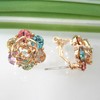 Navachi 18k Gold Plated Colorful Crystal Leaves Flower Clip-on Az1127