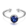 AOBOCO 925 Sterling Silver Created Sapphire Ring September Birthstone Adjustable