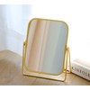 Schonee Espejo de maquillaje de mesa dorado de 2 caras,