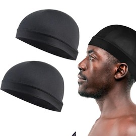 YAFLUG Pack of 2 Men's and Durag, Elastic Silky Wave Caps for Men, Silky Satin Hair Cap for Sleeping Hair Shaping and Daily Care, Breathable, Comfortable for Optimal Hair Styling