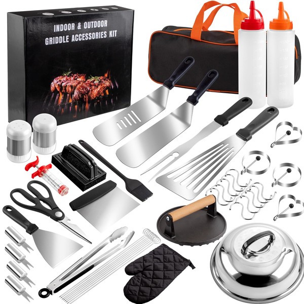 Supernal 46pcs Blackstone Griddle Accessories,Meat Press,Fat Top Grill Accessories,Grill Utensils Set,Grilling Gifts for Men,Camping,Backyard