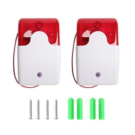 Acxico 2 pcs 12V Mini Wired Sound Alarm Flashing Light Siren Strobe Home Security System