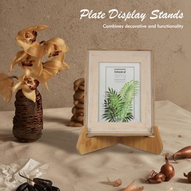 YHTCC Plate Stand for Display, 6 Inch Plate Bracket Wooden Display Stand for Photo Frame Picture Cookbook Recipe