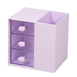 Saikvi Pen Holder Pencil Cup Holder Desk Organizer Office Stationery Supplies Organizers, 4 Compartments Desk Office and School (Purple)