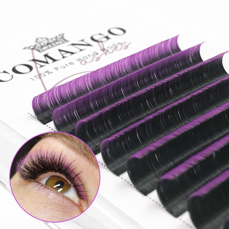 CoMango Purple Ombre Colored Lash Extension C Curl Easy Fan